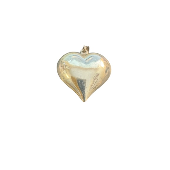 Silver Large Puffy Heart Pendant Heart Charm - Picture 7 of 10